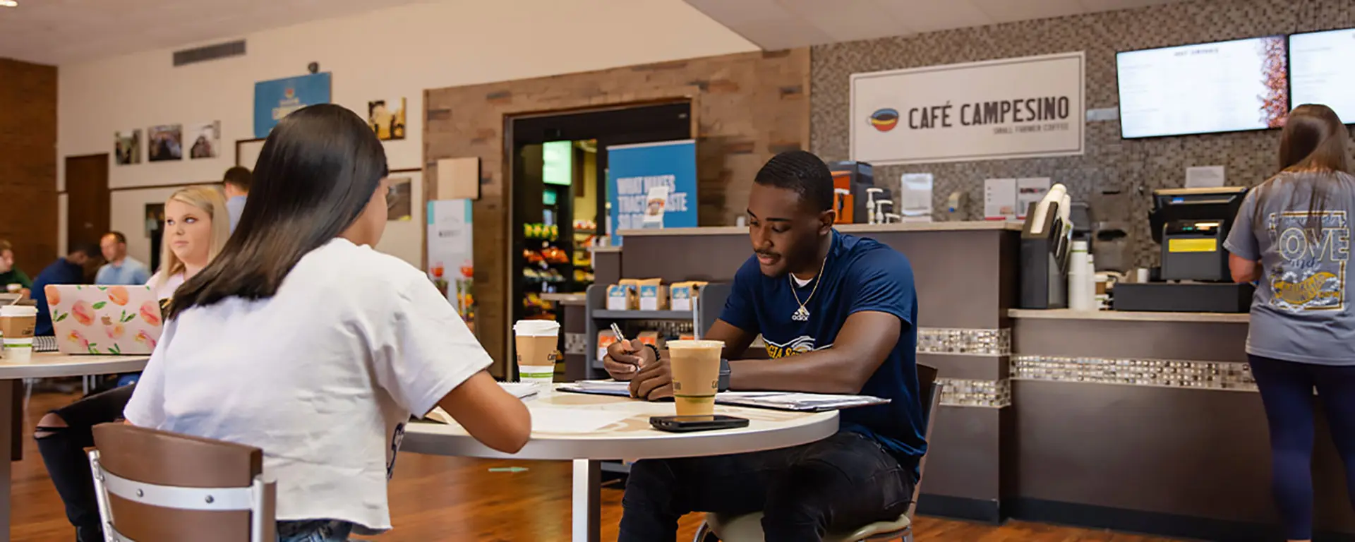Students enjoying coffee