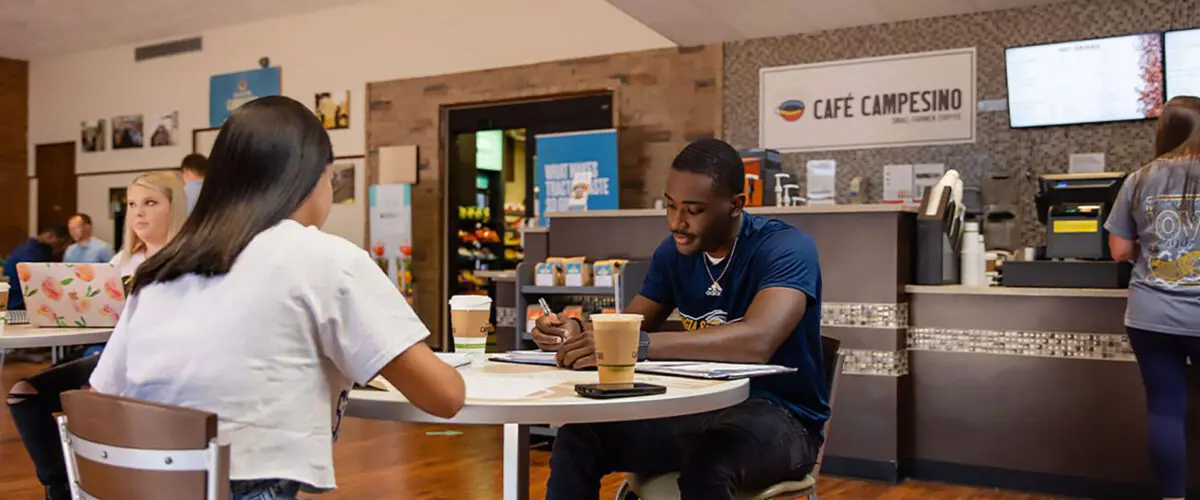 Students enjoying coffee